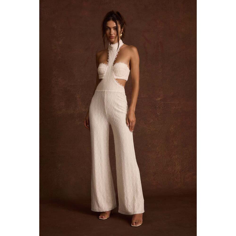 12th Tribe Princesa White Lace Jumpsuit Size MM